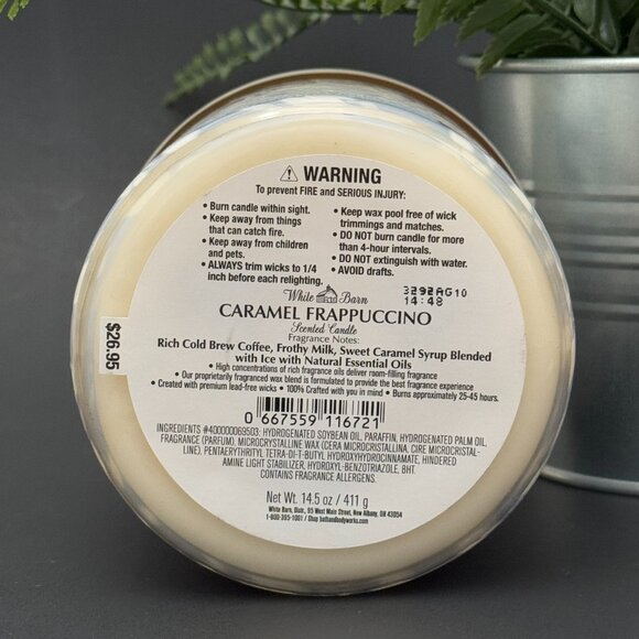 BBW Caramel Frappuccino White Barn Bath & Body Works 3 Wick Candle - Picture 9 of 10